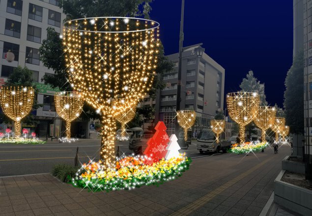 高崎駅西口駅前通り(シンフォニーロード)スズラン前タブの木広場 お堀周辺