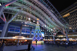 JR博多駅前広場が華やかなイルミネーションで彩られる
