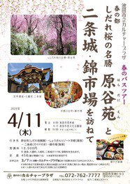 春のバスツアー しだれ桜の名勝 原谷苑 と 二条城・錦市場を訪ねて