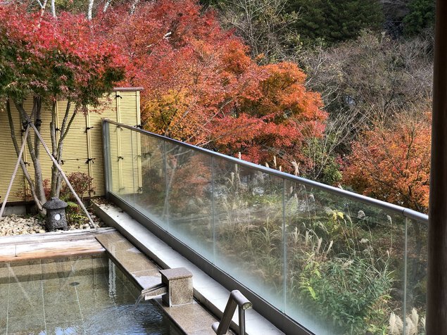 信玄館の展望露天風呂から眺める紅葉は格別